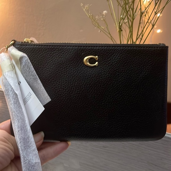 Coach Polished Pebble Leather Small Zip-Top Wristlet - Picture 3 of 10